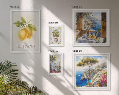 Conjunto de 5 quadros com moldura Toques cítricos em estilo mediterrâneo