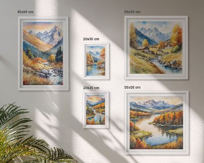 Conjunto de 5 quadros decorativos Paisagens de montanha no outono
