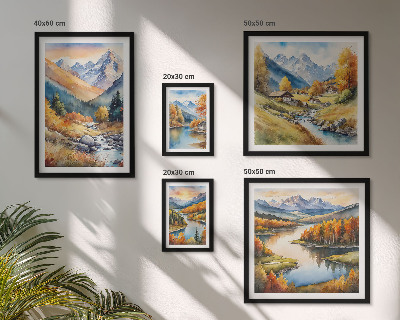 Conjunto de 5 quadros decorativos Paisagens de montanha no outono