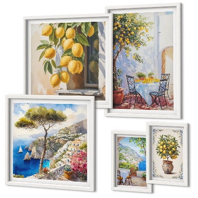 Conjunto de 5 quadros com moldura Inspirações cítricas ao sol