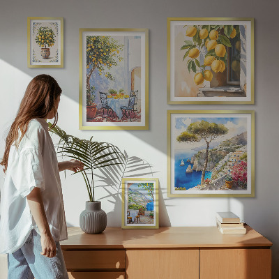 Conjunto de 5 quadros com moldura Inspirações cítricas ao sol