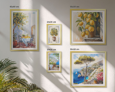 Conjunto de 5 quadros com moldura Inspirações cítricas ao sol