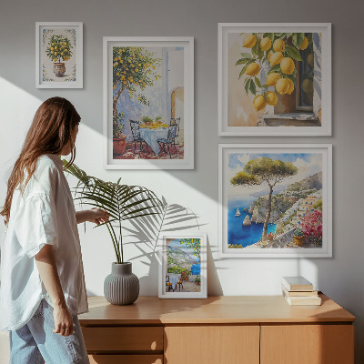 Conjunto de 5 quadros com moldura Inspirações cítricas ao sol