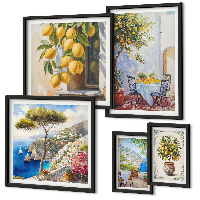 Conjunto de 5 quadros com moldura Inspirações cítricas ao sol