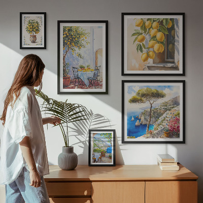 Conjunto de 5 quadros com moldura Inspirações cítricas ao sol
