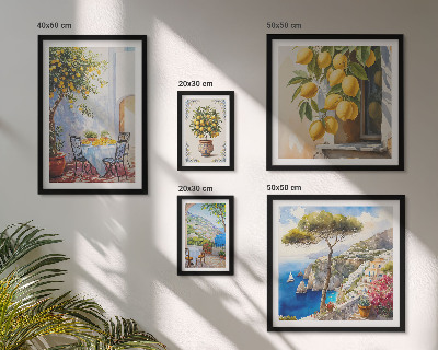 Conjunto de 5 quadros com moldura Inspirações cítricas ao sol