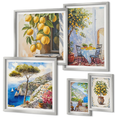 Conjunto de 5 quadros com moldura Inspirações cítricas ao sol