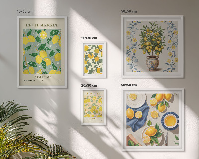 Conjunto de 5 quadros decorativos padrões de frutas cítricas frescas