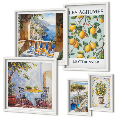 Conjunto de 5 quadros decorativos Inspirações cítricas da Provença