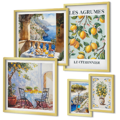 Conjunto de 5 quadros decorativos Inspirações cítricas da Provença