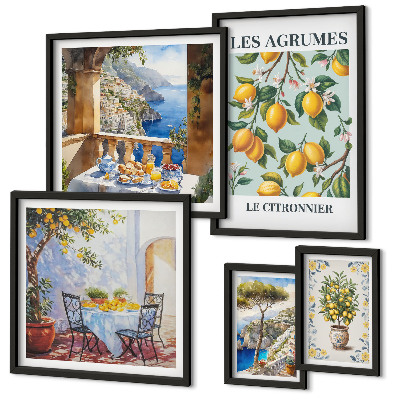 Conjunto de 5 quadros decorativos Inspirações cítricas da Provença