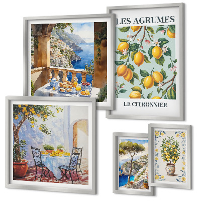 Conjunto de 5 quadros decorativos Inspirações cítricas da Provença