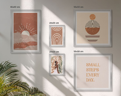 Conjunto de 5 quadros com moldura Estilo boho com slogans positivos sobre a natureza
