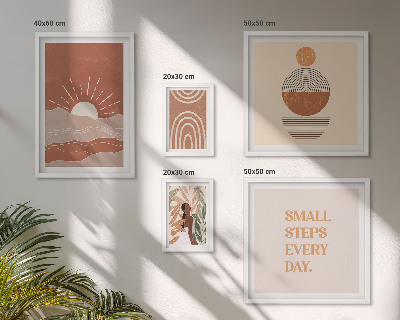 Conjunto de 5 quadros com moldura Estilo boho com slogans positivos sobre a natureza