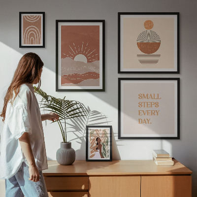 Conjunto de 5 quadros com moldura Estilo boho com slogans positivos sobre a natureza