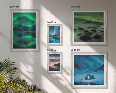 Conjunto de 5 quadros decorativos Paisagens de inverno das montanhas Aurora