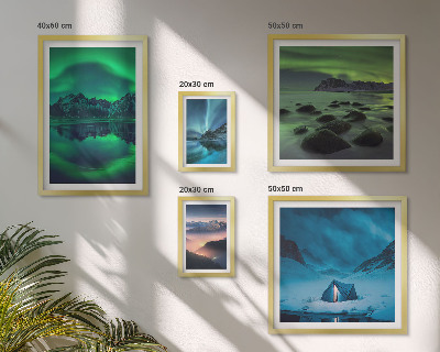 Conjunto de 5 quadros decorativos Paisagens de inverno das montanhas Aurora