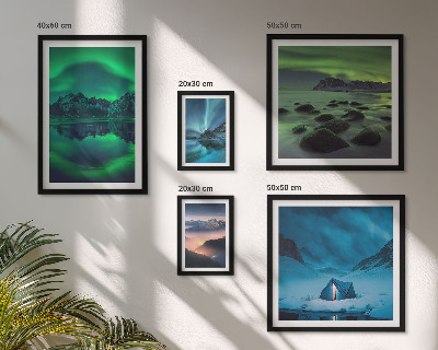 Conjunto de 5 quadros decorativos Paisagens de inverno das montanhas Aurora