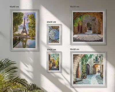 Conjunto de 5 quadros decorativos com vistas encantadoras de cidades europeias