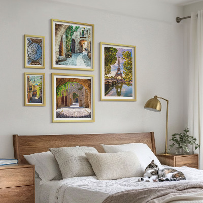 Conjunto de 5 quadros decorativos Vistas encantadoras de cidades europeias