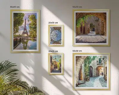 Conjunto de 5 quadros decorativos com vistas encantadoras de cidades europeias
