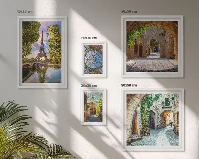 Conjunto de 5 quadros decorativos com vistas encantadoras de cidades europeias