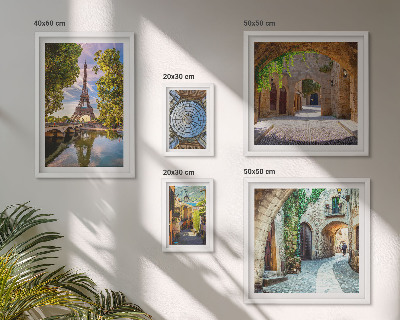 Conjunto de 5 quadros decorativos Vistas encantadoras de cidades europeias