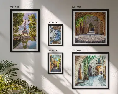 Conjunto de 5 quadros decorativos com vistas encantadoras de cidades europeias