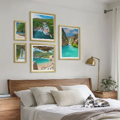 Galeria de quadros para parede com tema de praias e cachoeiras tropicais