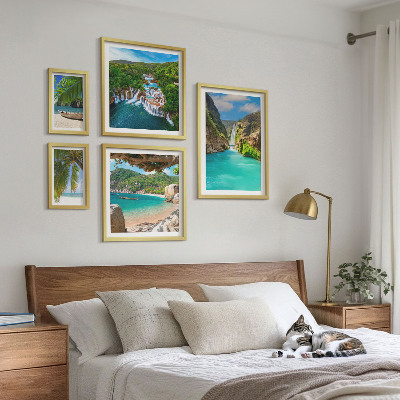 Parede galeria de quadros praias com cachoeiras tropicais