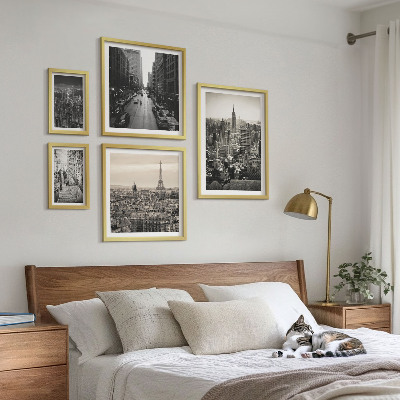 Conjunto de 5 quadros com moldura Panoramas urbanos das capitais europeias