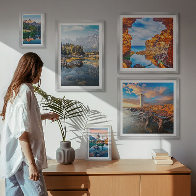Galeria de parede vistas naturais da água nas montanhas