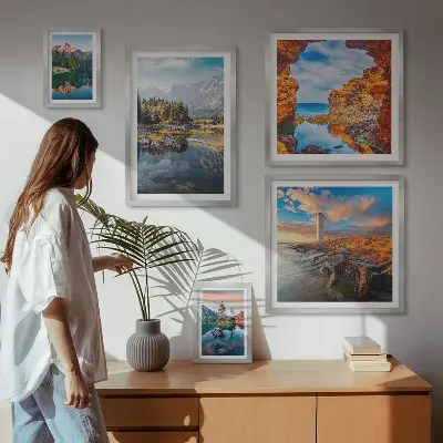 Galeria de parede vistas naturais de águas nas montanhas