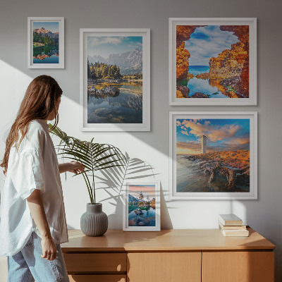 Galeria de parede vistas naturais da água nas montanhas