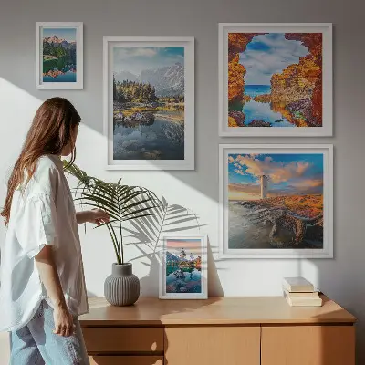 Galeria de parede vistas naturais de águas nas montanhas