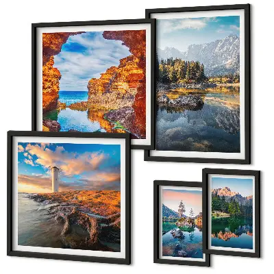Galeria de parede vistas naturais de águas nas montanhas