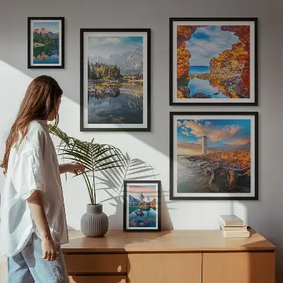 Galeria de parede vistas naturais de águas nas montanhas