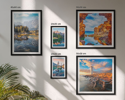 Galeria de parede vistas naturais da água nas montanhas