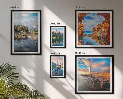 Galeria de parede vistas naturais de águas nas montanhas