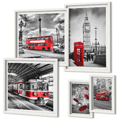Parede galeria de quadros Motivos londrinos com detalhes