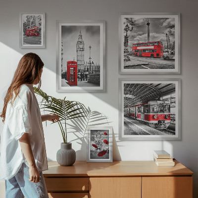 Parede galeria de quadros Motivos londrinos com detalhes