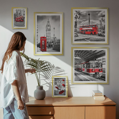 Parede galeria de quadros Motivos londrinos com detalhes