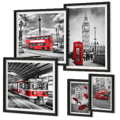 Parede galeria de quadros Motivos londrinos com detalhes