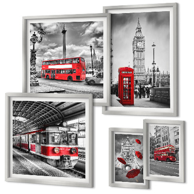 Parede galeria de quadros Motivos londrinos com detalhes