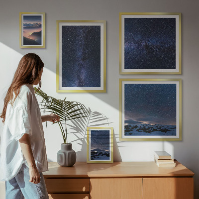 Conjunto de 5 quadros com moldura Paisagens celestes cósmicas