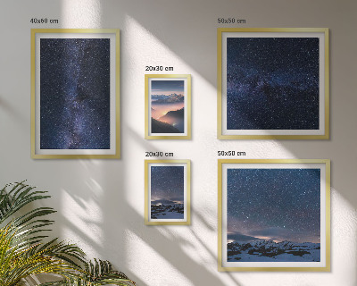 Conjunto de 5 quadros com moldura Paisagens celestes cósmicas