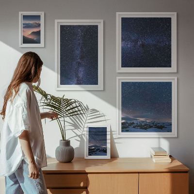 Conjunto de 5 quadros com moldura Paisagens celestes cósmicas