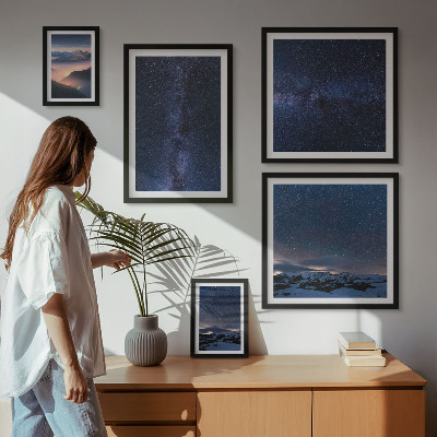 Conjunto de 5 quadros com moldura Paisagens celestes cósmicas