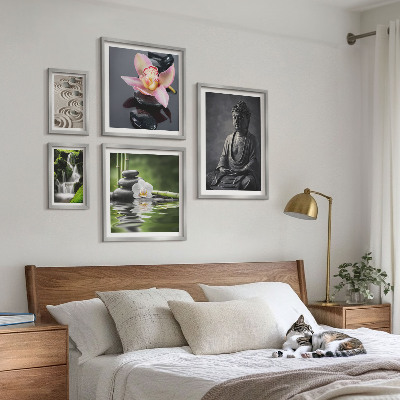 Conjunto de 5 quadros decorativos A atmosfera zen relaxante da natureza