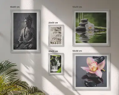 Conjunto de 5 quadros decorativos com atmosfera zen relaxante da natureza